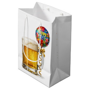 Verjaardagsbiermok met feestballon medium cadeauzakje