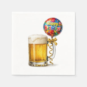 Verjaardagsbiermok met feestballon servet