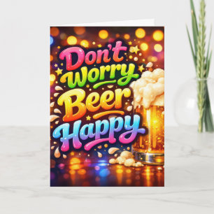Verjaardagsbiermok met neonprettekst kaart