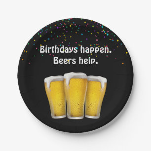 Verjaardagsbiertjes met confetti papieren bordje