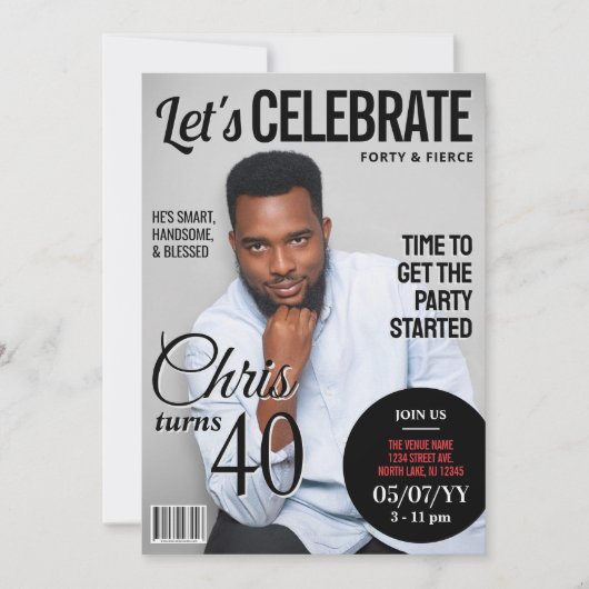 Verjaardagsblad Hoesje Uitnodiging | Moderne uitno (Voorkant)