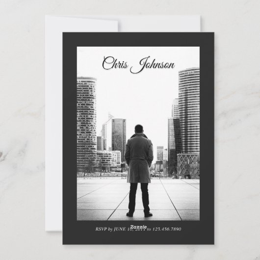 Verjaardagsblad Hoesje Uitnodiging | Moderne uitno (Achterkant)