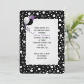 verjaardagsblad zwart - wit floral mini print kaart (Staand voorkant)