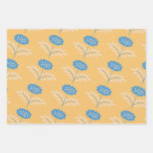 Verjaardagsblauw en oranje bloemige inpakvellen inpakpapier vel (Voorkant)