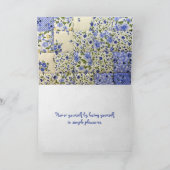 Verjaardagsblauwe quilt met naald kaart (Binnen)