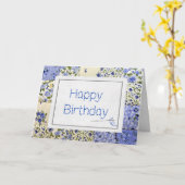 Verjaardagsblauwe quilt met naald kaart (Gele Bloem)