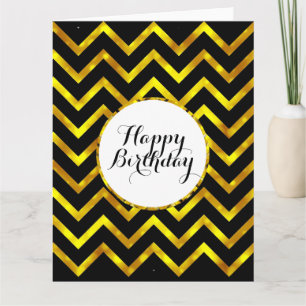Verjaardagsbling zwarte gouden chevron Blanco Kaart