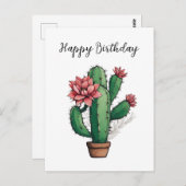 Verjaardagsbloem Cactusplant  Briefkaart (Voorkant / Achterkant)