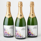 verjaardagsbloem cascade champagnefles label sparkling wijnetiket (Flessen)