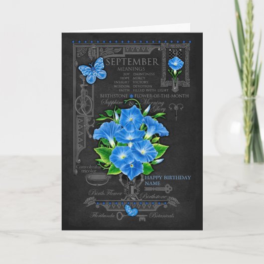 Verjaardagsbloem September Krijt Personalized Kaar Kaart (Voorkant)