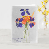 verjaardagsbloemboekje in retro fles kaart (Gele Bloem)