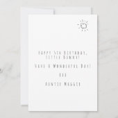 Verjaardagsbloemen 5 & Konijnkaart Vijfde Verjaard Kaart (Achterkant)