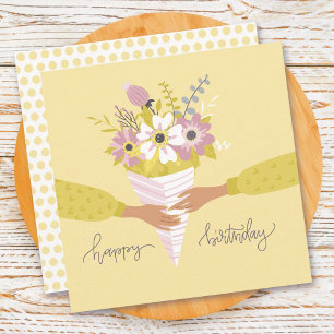 Verjaardagsbloemen Boeket Plat Kaartje