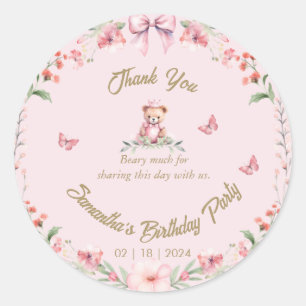 Verjaardagsbloemen en -beren Bedankt Sticker