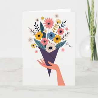 Verjaardagsbloemen Handkaart met Vrolijkheid Kaart