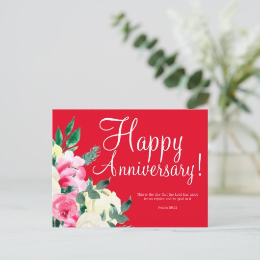 Verjaardagsbloemen Huwelijksverjaardag Bijbel Ansi Briefkaart (Staand voorkant)