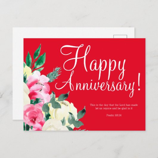 Verjaardagsbloemen Huwelijksverjaardag Bijbel Ansi Briefkaart (Voorkant / Achterkant)