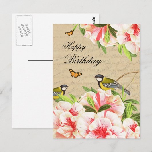  verjaardagsbloemen met briefkaarten (Voorkant / Achterkant)