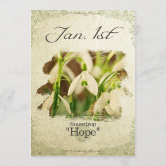 Verjaardagsbloemen op 1 januari "Snowdrop" Kaart