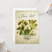 Verjaardagsbloemen op 1 januari "Snowdrop" Kaart (Voorkant / Achterkant in situ)