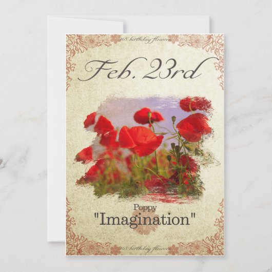 Verjaardagsbloemen op 23 februari "Klaproos" Kaart (Voorkant)