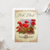 Verjaardagsbloemen op 23 februari "Klaproos" Kaart (Voorkant / Achterkant in situ)