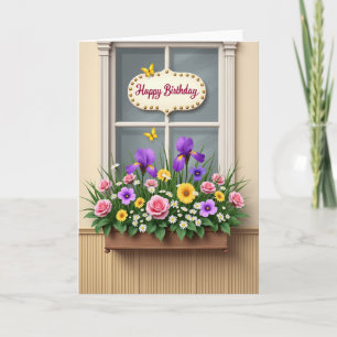Verjaardagsbloemen raamkaart kaart
