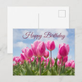 Verjaardagsbloemen Roze Tulp Briefkaart (Voorkant / Achterkant)