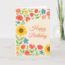 Verjaardagsbloemen voor haar wenskaart kaart
