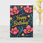 Verjaardagsbloemkaart met stijl kaart (Gele Bloem)