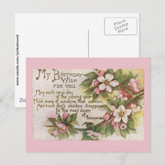  verjaardagsbloesems briefkaart (Voorkant / Achterkant)