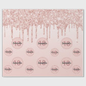 Verjaardagsblozen roosgoud glinsterende druppels v cadeaupapier (Vlak)