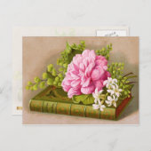 Verjaardagsboek met roze bloemen briefkaart (Voorkant / Achterkant)