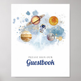 Verjaardagsboek Ruimteraket Eerste Verjaardag Poster