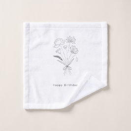 Verjaardagsboeket doekje, flanel. zwart & wit washandje