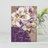 Verjaardagsboeket met Calla's Feest Uitnodiging (Staand voorkant)