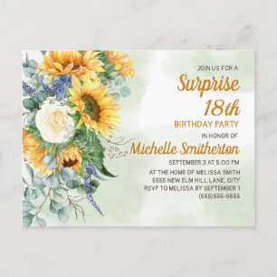 Verjaardagsboeket met zonnebloemen en eucalyptus 1 briefkaart