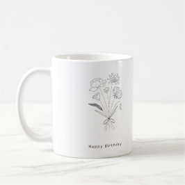Verjaardagsboeket. zwart & wit koffiemok