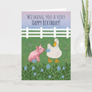 Verjaardagsboerderij varken en eend kaart