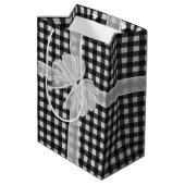 Verjaardagsboog op Gingham Medium Cadeauzakje (Achterkant Gekanteld)