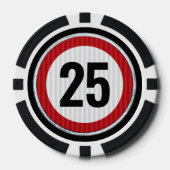 VERJAARDAGSBORD 25e Verjaardag Snelheidslimiet Bor Poker Chips (Voorkant)
