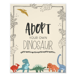 Verjaardagsbord 'Adopt Your Own Dinosaur' Foto Afdruk