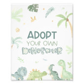 Verjaardagsbord 'Adopt Your Own Dinosaur' Foto Afdruk (Voorkant)