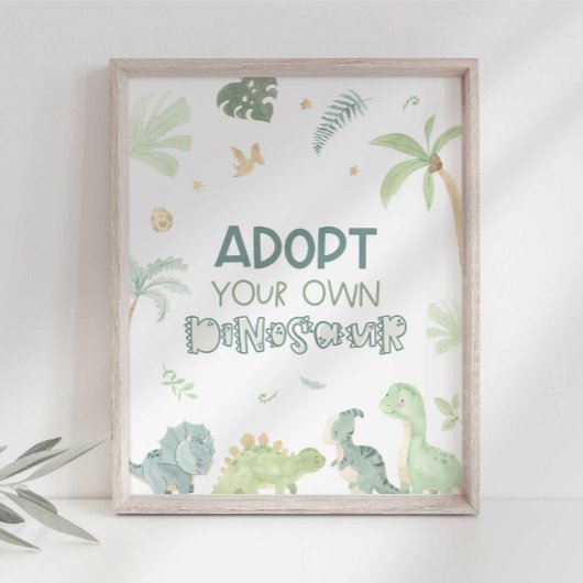 Verjaardagsbord 'Adopt Your Own Dinosaur' Foto Afdruk