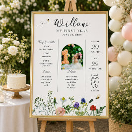 Verjaardagsbord 'Eerste Verjaardag' met Wilde Bloe Poster