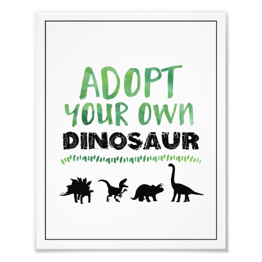 Verjaardagsbord 'Eigen Dinosaurus Adoptie' Foto Afdruk (Voorkant)