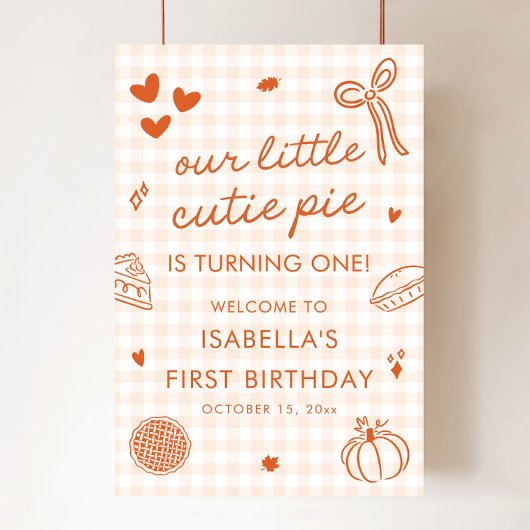 Verjaardagsbord 'Fall A Little Cutie Pie' 1e verja Poster