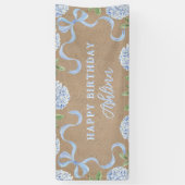 Verjaardagsbord, Kraft Kleur Blauw Hydranagea Spandoek (Verticaal)