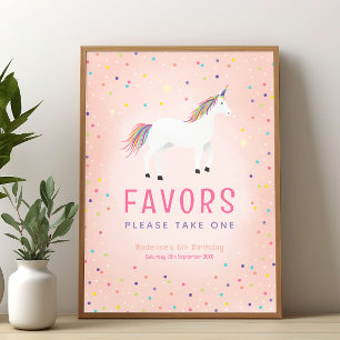 Verjaardagsbord meisjes regenboog eenhoorn poster