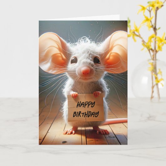 Verjaardagsbord van muiskarton kaart (Gele Bloem)